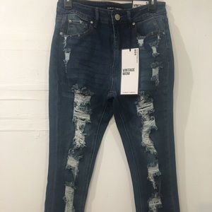 Distressed high waisted mom jeans